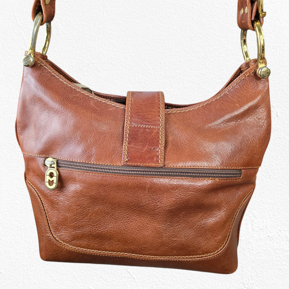 Vintage Marino Orlandi Italian Leather Hobo Bag – Cognac Brown, Gold Hardware - Picture 13 of 13